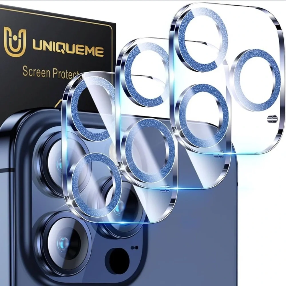 5for$10 Glitter Blue iPhone 15 Pro/iPhone 15 Pro Max Camera Lens Protector 3Pk